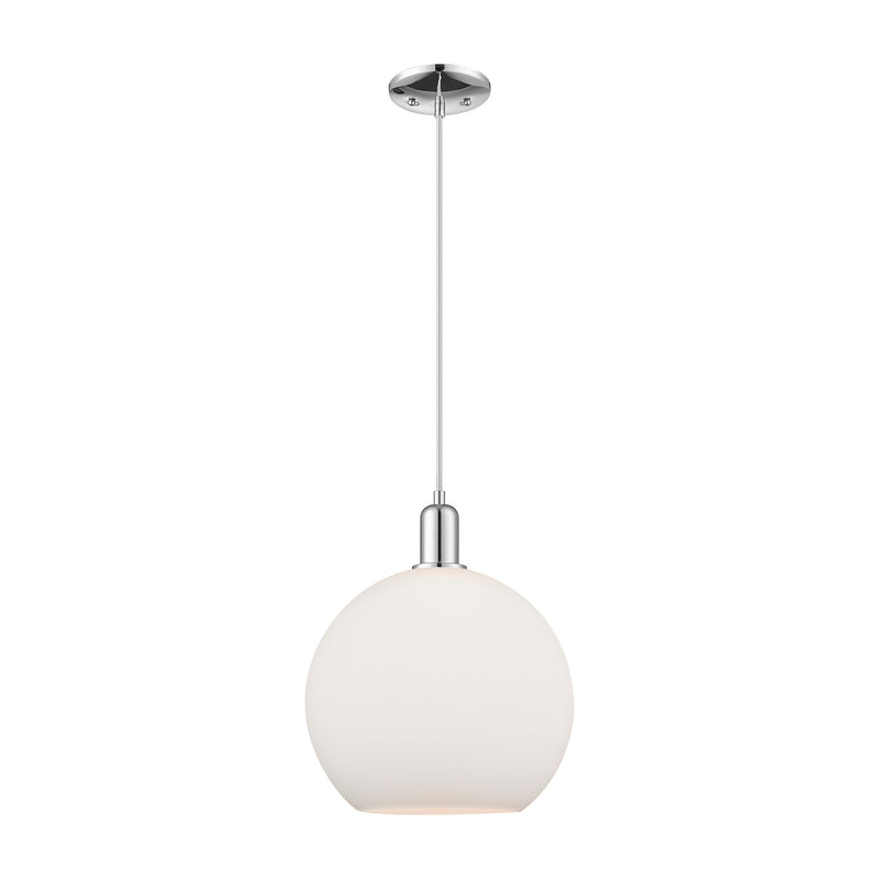 Innovations Athens 12in 1-Light Mini Pendant | Industrial Polished Chrome and Matte White Glass | Kitchen Island & Dining Room | Model 716-1P-PC-G121-12