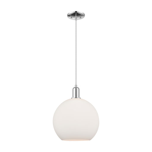 Innovations Athens 12in 1-Light Mini Pendant | Industrial Polished Chrome and Matte White Glass | Kitchen Island & Dining Room | Model 716-1P-PC-G121-12