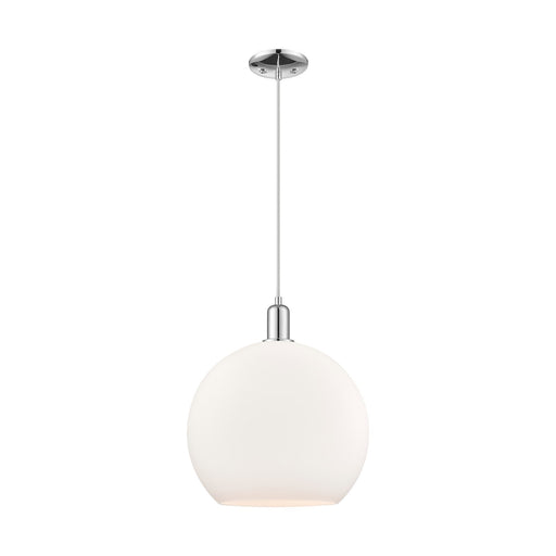 Innovations Athens 14in 1-Light Mini Pendant | Industrial Polished Chrome and Matte White Glass | Kitchen Island & Dining Room | Model 716-1P-PC-G121-14