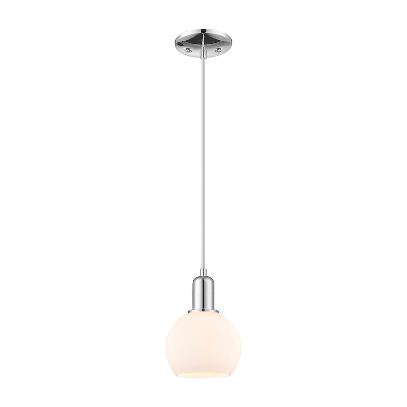 Innovations Athens 6in 1-Light Mini Pendant | Industrial Polished Chrome Steel and Matte White Glass | Kitchen Island & Dining | Model 716-1P-PC-G121-6