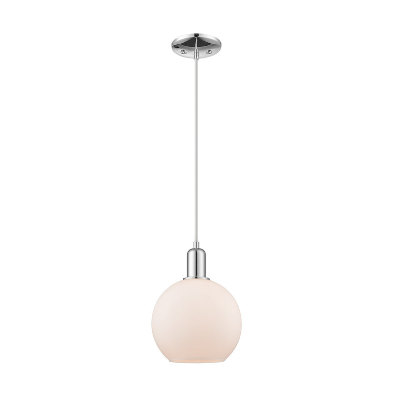 Innovations Athens 8in 1-Light Mini Pendant | Industrial Polished Chrome Steel and Matte White Glass | Kitchen Island & Dining | Model 716-1P-PC-G121-8