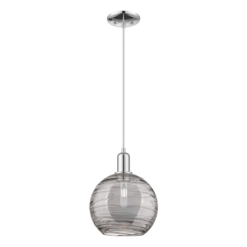 Innovations Athens Deco Swirl 10in 1-Light Mini Pendant | Industrial Polished Chrome and Clear Glass | Kitchen Island & | Model 716-1P-PC-G1213-10CL