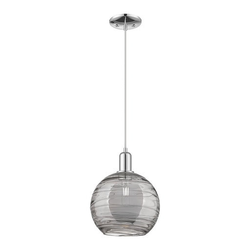 Innovations Athens Deco Swirl 10in 1-Light Mini Pendant | Industrial Polished Chrome and Light Smoke Glass | Kitchen Island & | Model 716-1P-PC-G1213-10SM