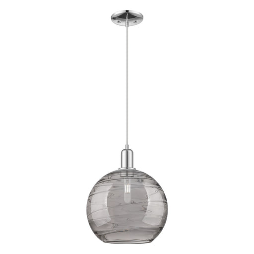 Innovations Athens Deco Swirl 12in 1-Light Mini Pendant | Industrial Polished Chrome and Clear Deco Swirl Glass | Kitchen | Model 716-1P-PC-G1213-12CL
