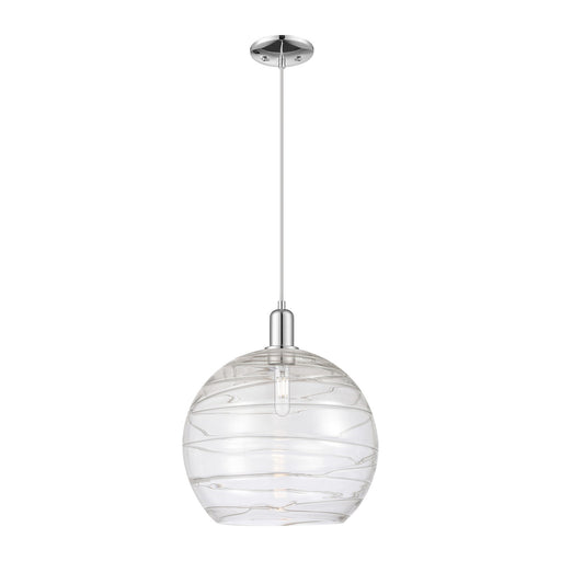 Innovations Athens Deco Swirl 14in 1-Light Mini Pendant | Industrial Polished Chrome Steel and Clear Deco Swirl Glass | Model 716-1P-PC-G1213-14CL