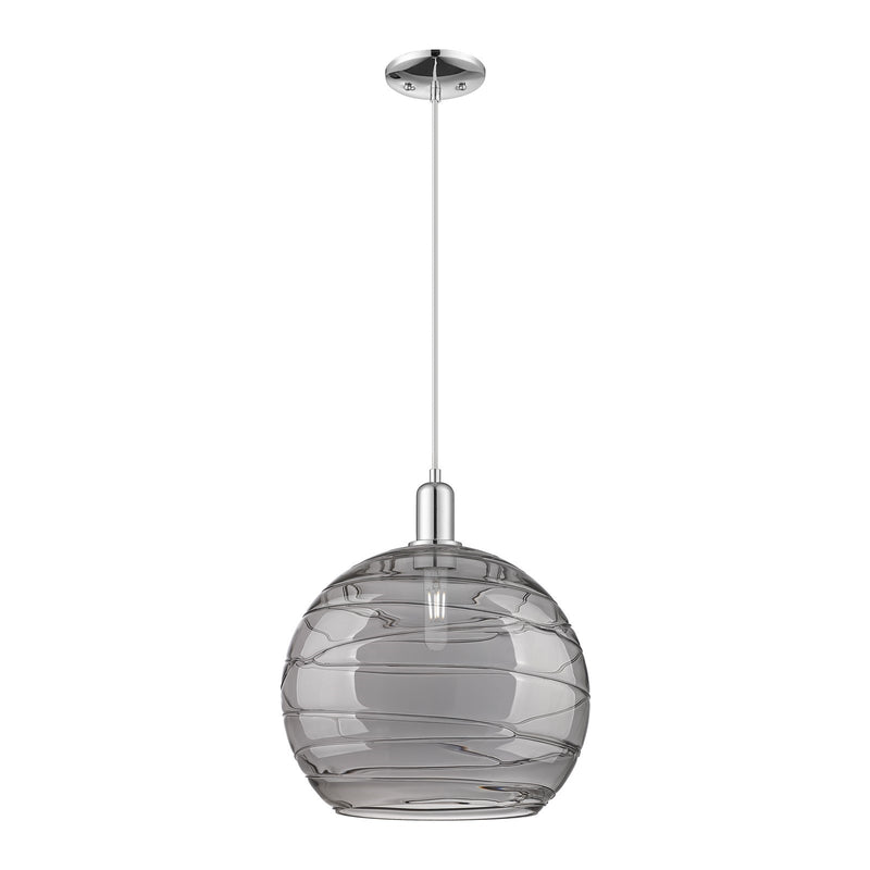 Innovations Athens Deco Swirl 14in 1-Light Mini Pendant | Industrial Polished Chrome and Light Smoke Glass | Kitchen Island & | Model 716-1P-PC-G1213-14SM