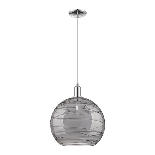 Innovations Athens Deco Swirl 14in 1-Light Mini Pendant | Industrial Polished Chrome and Light Smoke Glass | Kitchen Island & | Model 716-1P-PC-G1213-14SM