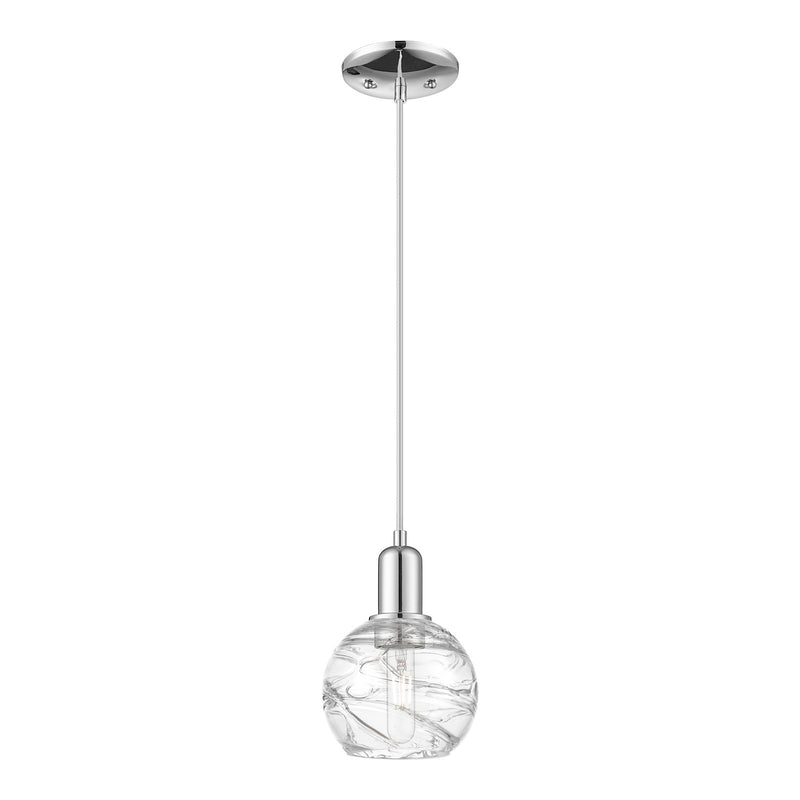 Innovations Athens Deco Swirl 6in 1-Light Mini Pendant | Industrial Polished Chrome and Clear Deco Swirl Glass | Kitchen | Model 716-1P-PC-G1213-6CL