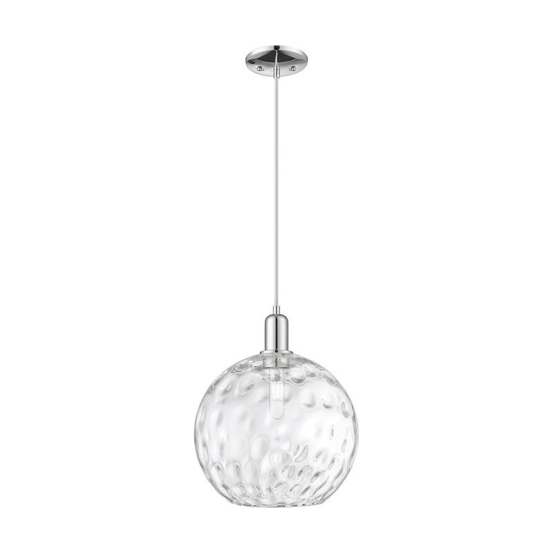 Innovations Athens Water Glass 12in 1-Light Mini Pendant | Industrial Polished Chrome Steel and Clear Water Glass | Kitchen | Model 716-1P-PC-G1215-12