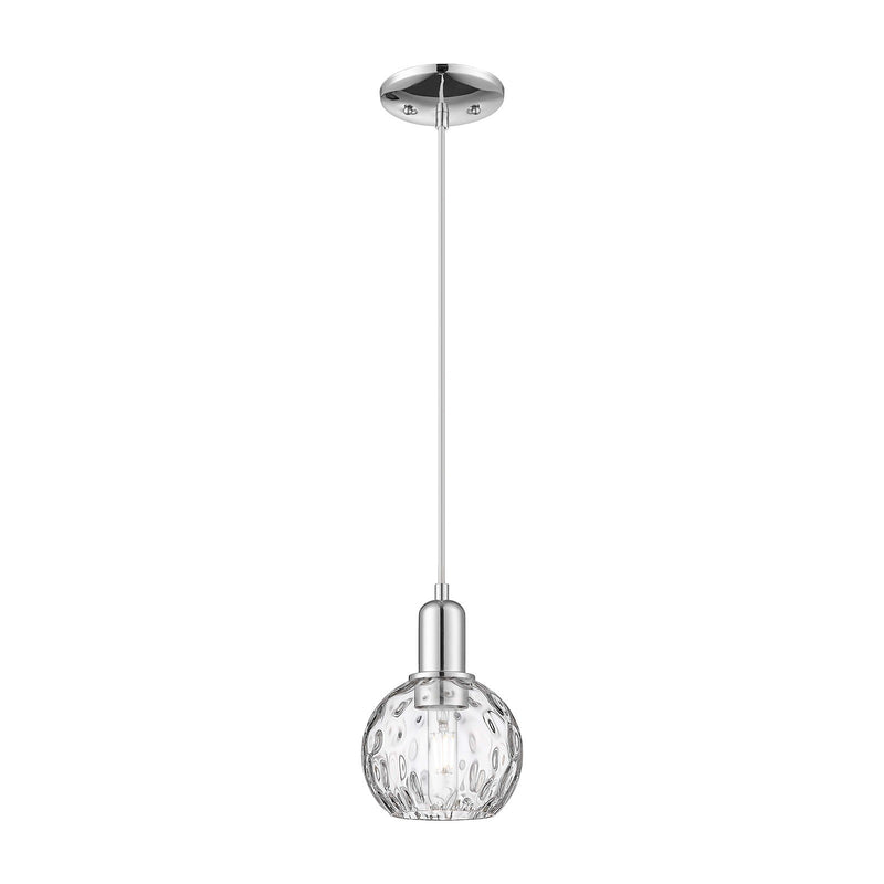 Innovations Athens 6in 1-Light Mini Pendant | Industrial Polished Chrome and Clear Water Glass | Kitchen Island & Breakfast Nook | Model 716-1P-PC-G1215-6