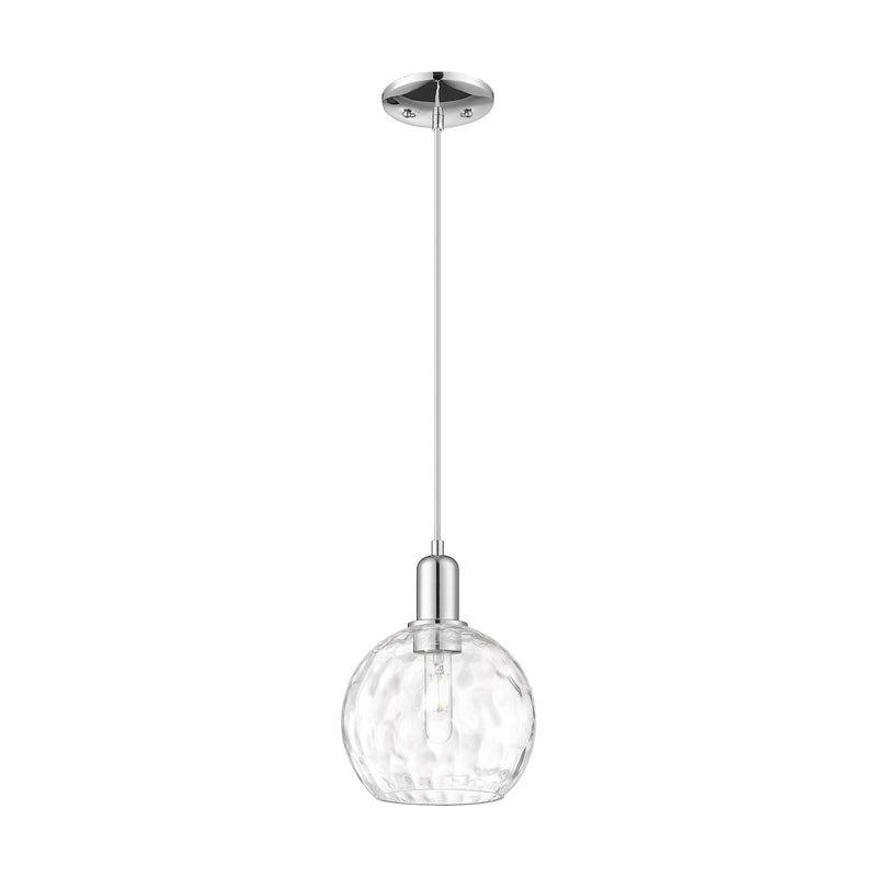 Innovations Athens Water Glass 8in 1-Light Mini Pendant | Industrial Polished Chrome Steel and Clear Glass | Kitchen Island & | Model 716-1P-PC-G1215-8