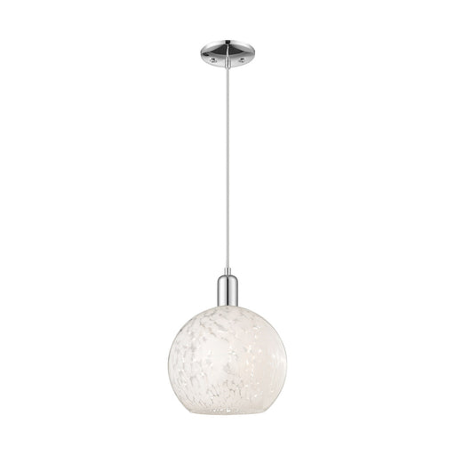 Innovations Lighting White Mouchette 10in 1-Light Mini Pendant | Industrial Polished Chrome and White Glass | Kitchen Island | Model 716-1P-PC-G1216-10WM