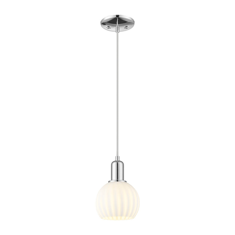 Innovations Lighting White Venetian 6in 1-Light Mini Pendant | Industrial Polished Chrome and White Venetian Glass | Kitchen | Model 716-1P-PC-G1217-6WV