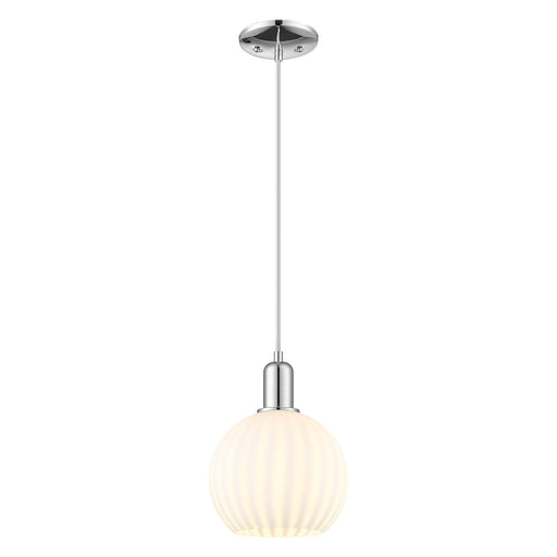Innovations Lighting White Venetian 8in 1-Light Mini Pendant | Industrial Polished Chrome and White Venetian Glass | Kitchen | Model 716-1P-PC-G1217-8WV