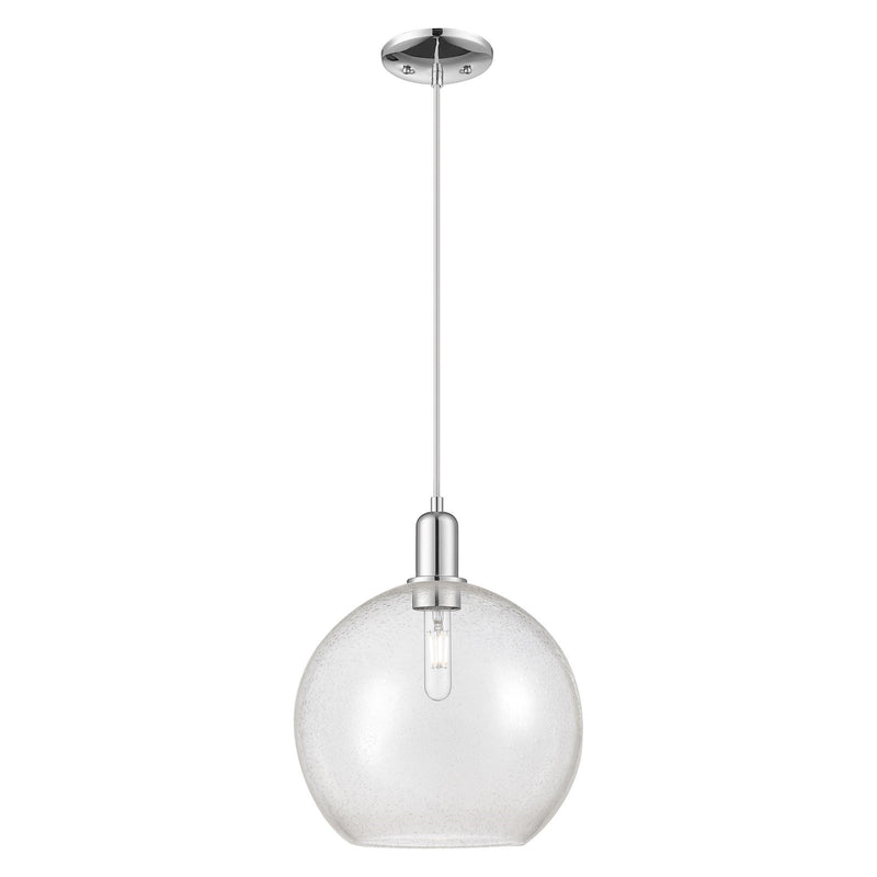 Innovations Athens 12in 1-Light Mini Pendant | Industrial Polished Chrome Steel and Seedy Glass | Kitchen Island & Dining Room | Model 716-1P-PC-G124-12