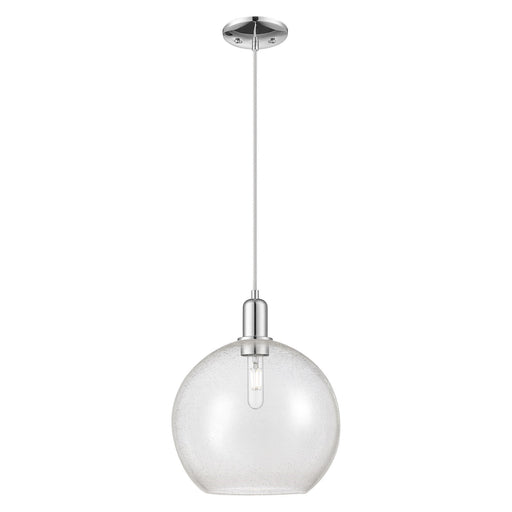 Innovations Athens 12in 1-Light Mini Pendant | Industrial Polished Chrome Steel and Seedy Glass | Kitchen Island & Dining Room | Model 716-1P-PC-G124-12