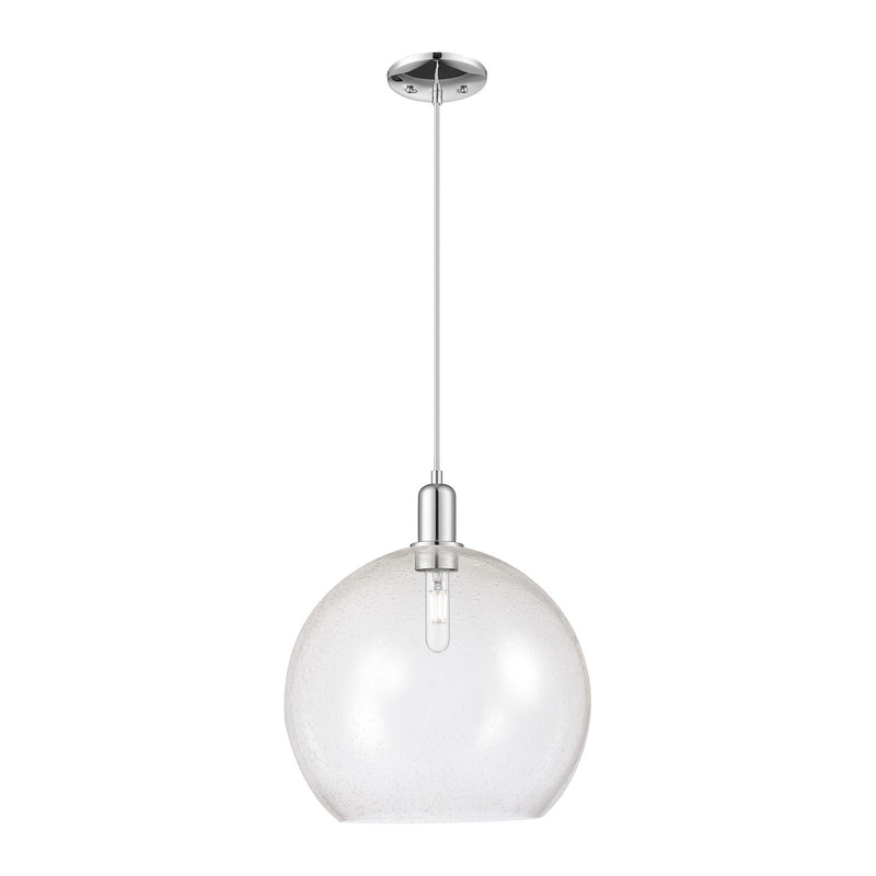 Innovations Athens 14in 1-Light Mini Pendant | Industrial Polished Chrome Steel and Seedy Glass | Kitchen Island & Dining Room | Model 716-1P-PC-G124-14