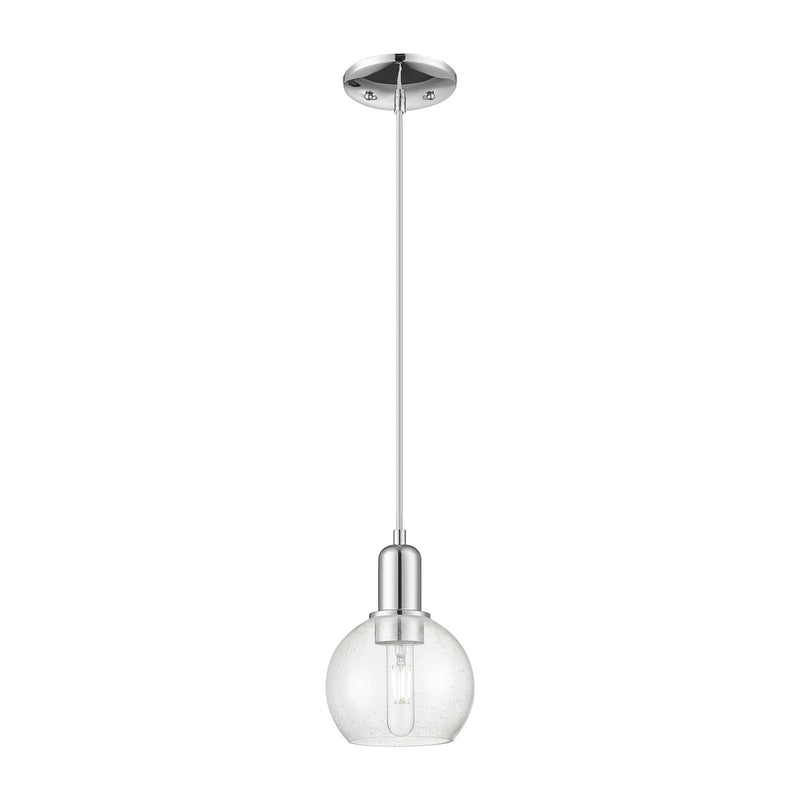 Innovations Athens 6in 1-Light Mini Pendant | Industrial Polished Chrome Steel and Seedy Glass | Kitchen Island & Dining Room | Model 716-1P-PC-G124-6