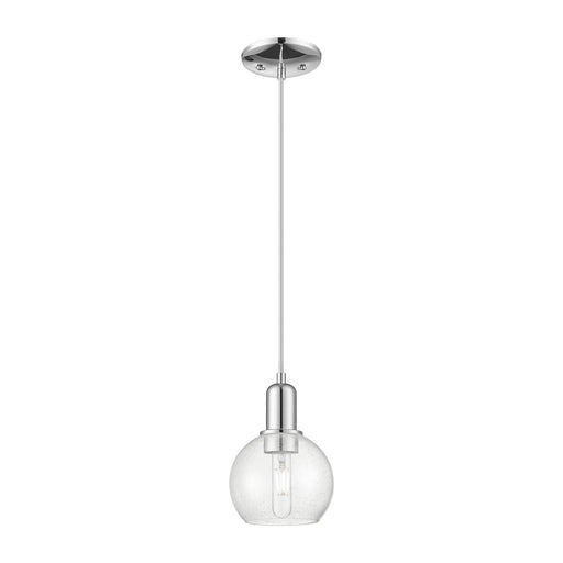 Innovations Athens 6in 1-Light Mini Pendant | Industrial Polished Chrome Steel and Seedy Glass | Kitchen Island & Dining Room | Model 716-1P-PC-G124-6