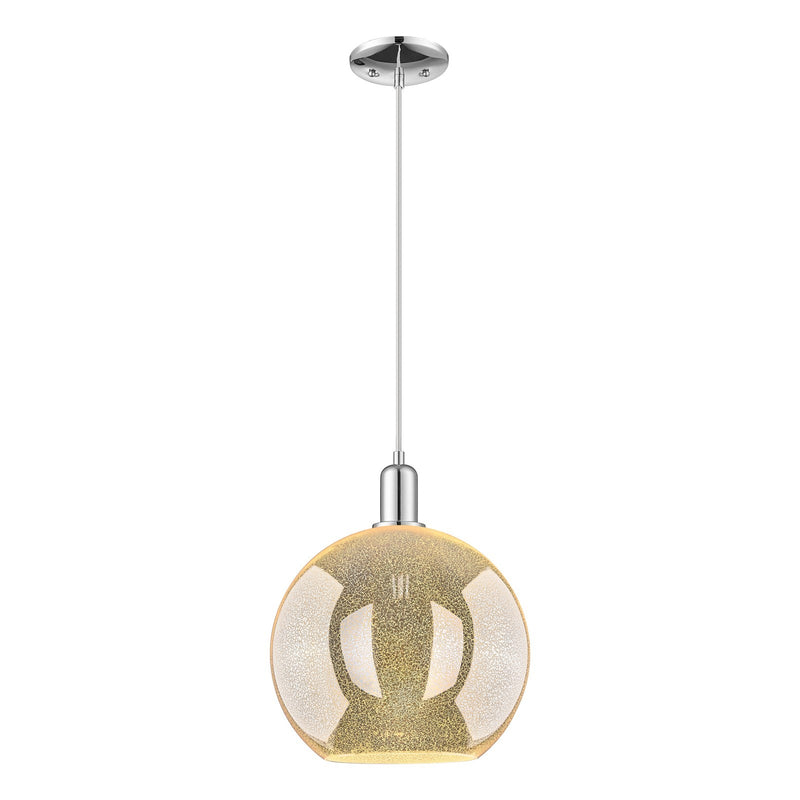 Innovations Athens 12in 1-Light Mini Pendant | Industrial Polished Chrome and Mercury Glass | Kitchen Island & Dining Room | Model 716-1P-PC-G128-12
