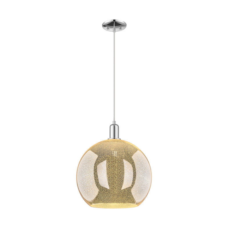 Innovations Athens 14in 1-Light Mini Pendant | Industrial Polished Chrome and Mercury Glass | Kitchen Island & Dining Room | Model 716-1P-PC-G128-14