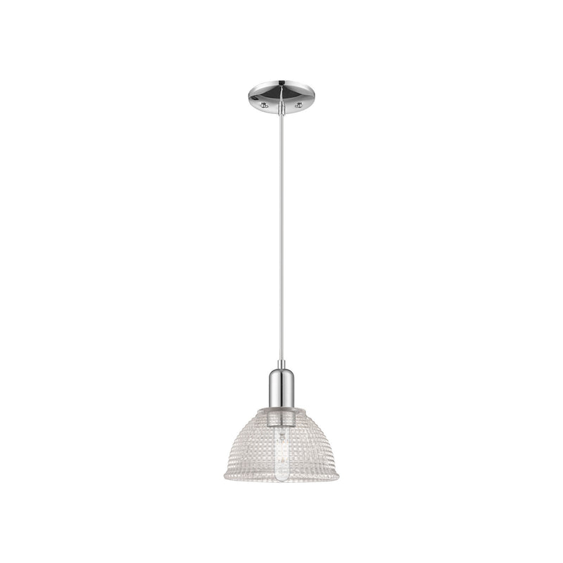 Innovations Arietta 8in 1-Light Mini Pendant | Industrial Polished Chrome Steel and Clear Glass Dome | Kitchen Island & Dining Room | Model 716-1P-PC-G422