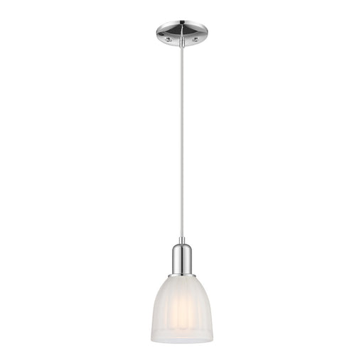 Innovations Brookfield 6in 1-Light Mini Pendant | Industrial Polished Chrome and White Frosted Ribbed Glass | Kitchen Island & | Model 716-1P-PC-G441