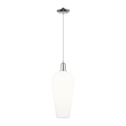 Innovations Chelsea 8in 1-Light Mini Pendant | Industrial Modern Polished Chrome and White Glass | Kitchen Island & Dining Room | Model 716-1P-PC-G456-8WH