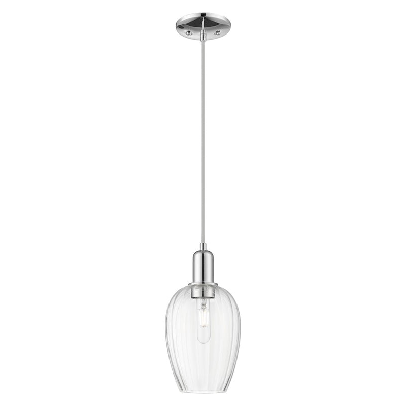 Innovations Preston 1Lt 6" Flute Cord Mini Pendant, CH/CL - 716-1P-PC-G457-6CL