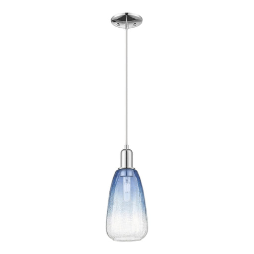 Innovations Brookhaven Almond 6in 1-Light Mini Pendant | Industrial Polished Chrome and Sapphire Blue Glass | Kitchen Island & | Model 716-1P-PC-G480-6SB