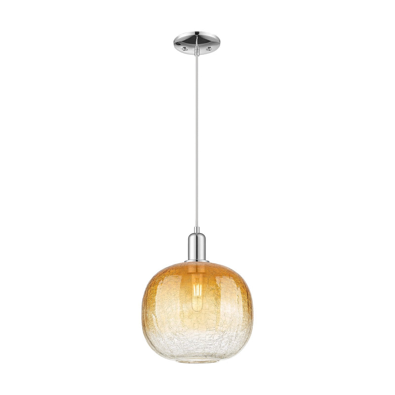 Innovations Brookhaven Sphere 10.5in 1-Light Mini Pendant | Industrial Polished Chrome and Amber Glass | Kitchen Island & | Model 716-1P-PC-G481-10AM
