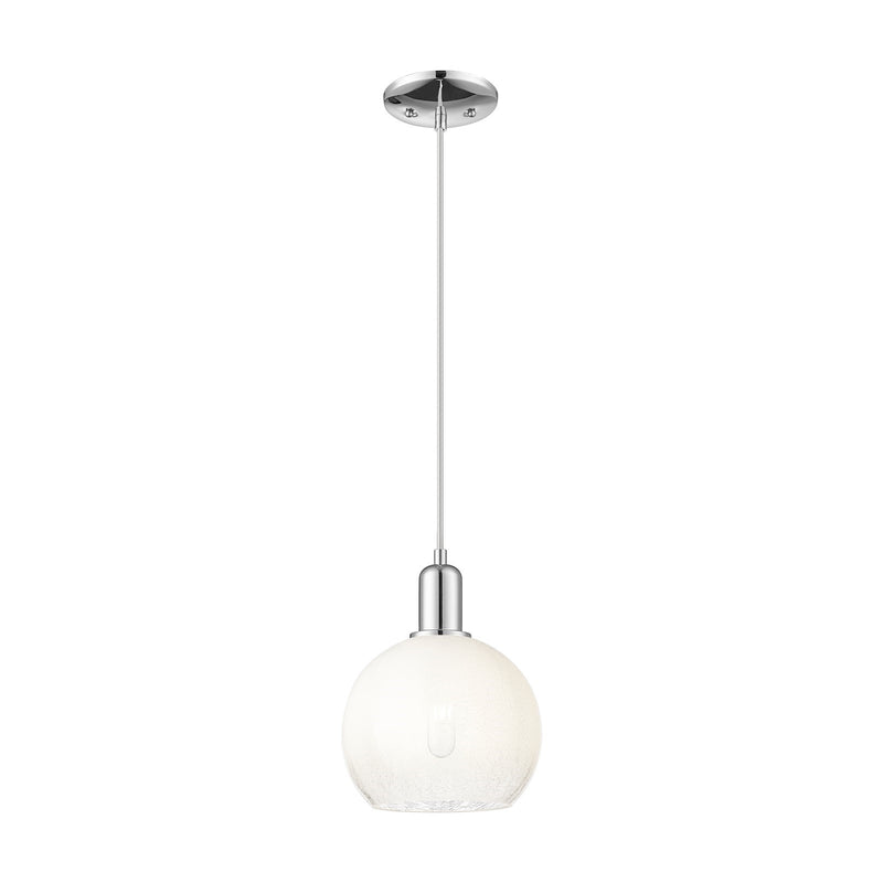 Innovations Brookhaven Globe 8in 1-Light Mini Pendant | Industrial Polished Chrome and Opal Glass | Kitchen Island & Dining | Model 716-1P-PC-G483-8OP