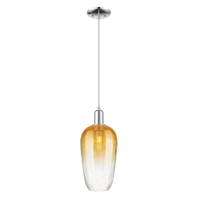Innovations Brookhaven Flute 7in 1-Light Mini Pendant | Industrial Polished Chrome and Amber Glass | Kitchen Island & Dining | Model 716-1P-PC-G484-7AM