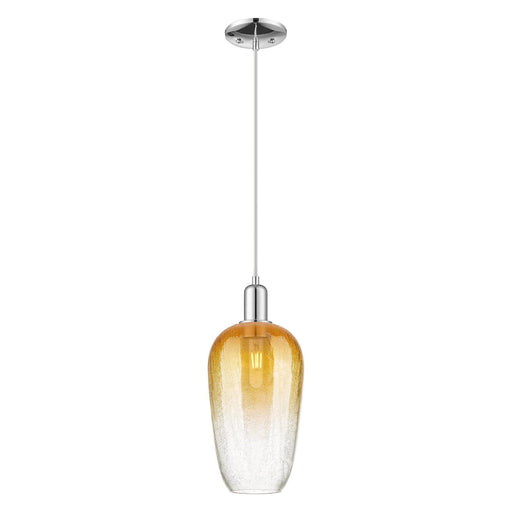Innovations Brookhaven Flute 7in 1-Light Mini Pendant | Industrial Polished Chrome and Amber Glass | Kitchen Island & Dining | Model 716-1P-PC-G484-7AM