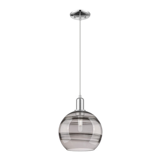 Innovations Rochester 10in 1-Light Mini Pendant | Industrial Polished Chrome and Light Smoke Glass | Kitchen Island & Dining | Model 716-1P-PC-G556-10SM