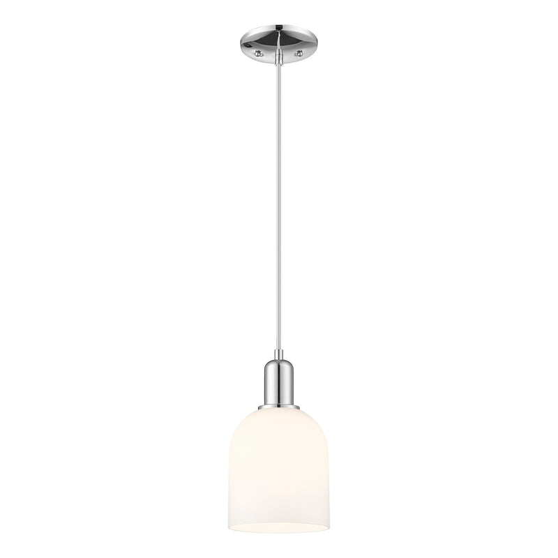 Innovations Bella 6in 1-Light Mini Pendant | Industrial Modern Polished Chrome and White Glass | Kitchen Island & Dining Room | Model 716-1P-PC-G558-6GWH