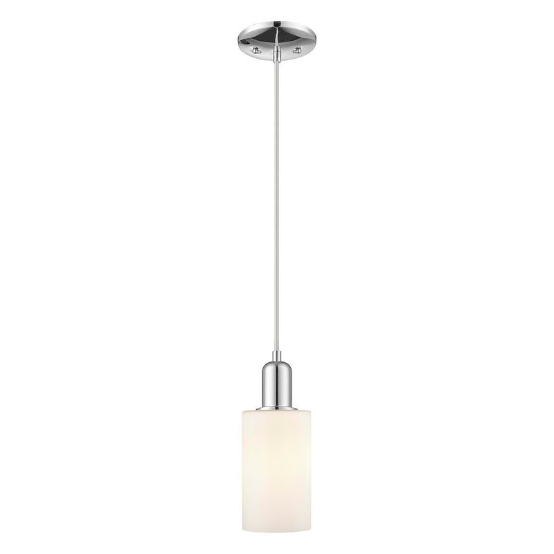 Innovations Clymer 4in 1-Light Mini Pendant | Industrial Polished Chrome and Matte White Glass | Kitchen Island & Dining Room | Model 716-1P-PC-G801