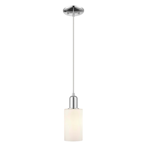 Innovations Clymer 4in 1-Light Mini Pendant | Industrial Polished Chrome and Matte White Glass | Kitchen Island & Dining Room | Model 716-1P-PC-G801