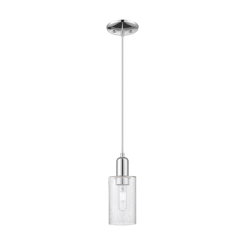 Innovations Clymer 4in 1-Light Mini Pendant | Industrial Polished Chrome Steel and Seedy Glass | Kitchen Island & Dining Room | Model 716-1P-PC-G804