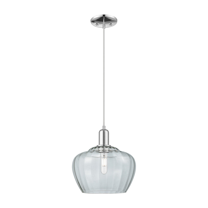 Innovations Fenton 11in 1-Light Mini Pendant | Industrial Polished Chrome Steel and Clear Ribbed Glass | Kitchen Island & Dining | Model 716-1P-PC-G92-L