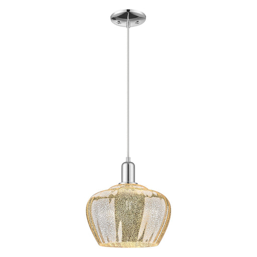 Innovations Fenton 11in 1-Light Mini Pendant | Industrial Polished Chrome and Mercury Ribbed Glass | Kitchen Island & Dining Room | Model 716-1P-PC-G96-L