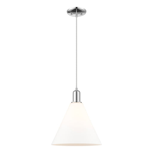 Innovations Berkshire Glass 12in 1-Light Mini Pendant | Industrial Polished Chrome and Matte White Glass | Kitchen Island & | Model 716-1P-PC-GBC-121