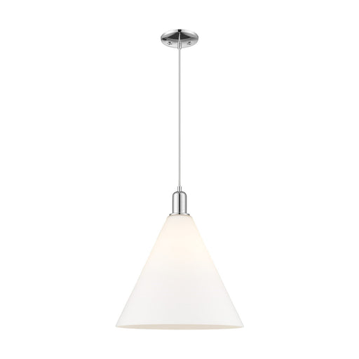 Innovations Berkshire Glass 16in 1-Light Mini Pendant | Industrial Polished Chrome and Matte White Glass | Kitchen Island & | Model 716-1P-PC-GBC-161
