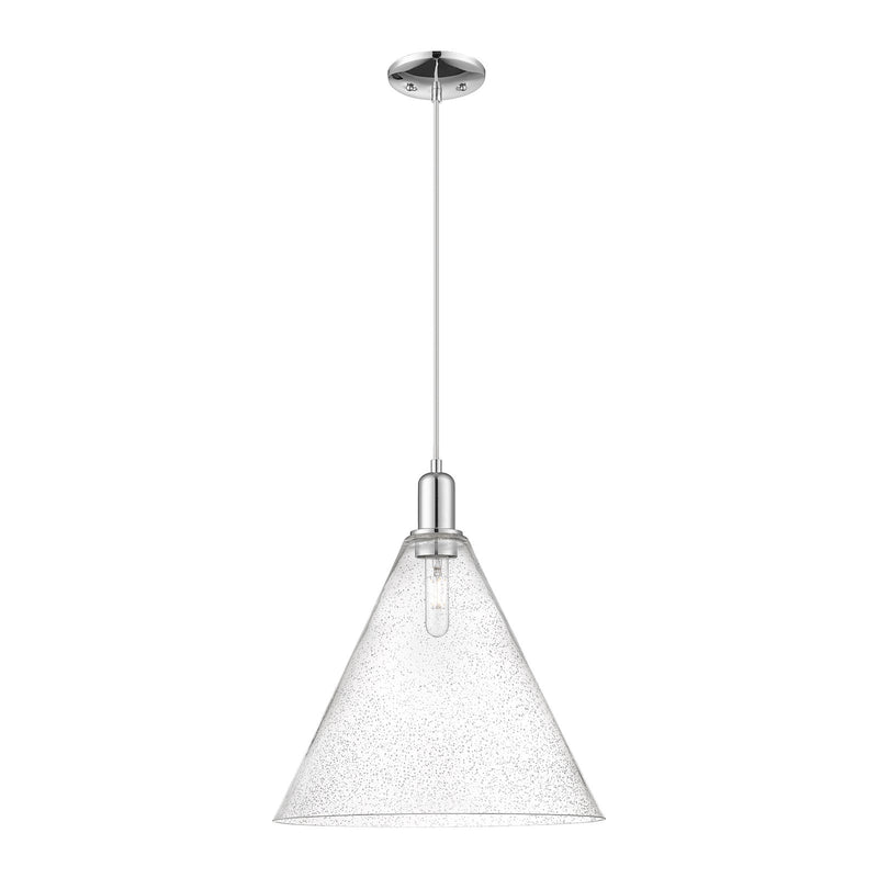 Innovations Berkshire Glass 16in 1-Light Mini Pendant | Industrial Polished Chrome Steel and Seedy Glass | Kitchen Island & | Model 716-1P-PC-GBC-164