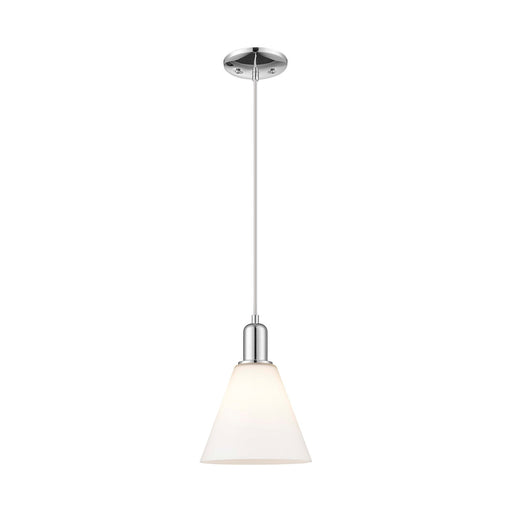 Innovations Berkshire Glass 8in 1-Light Mini Pendant | Industrial Polished Chrome and Matte White Glass | Kitchen Island & Dining | Model 716-1P-PC-GBC-81