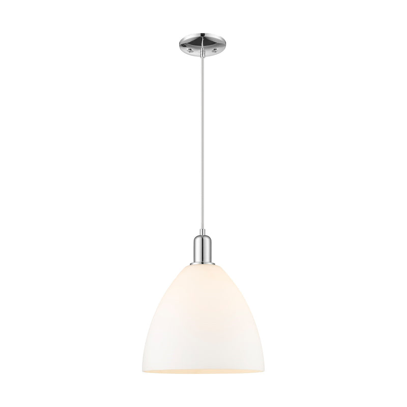 Innovations Bristol 12in 1-Light Mini Pendant | Industrial Polished Chrome and Matte White Glass | Kitchen Island & Dining Room | Model 716-1P-PC-GBD-121