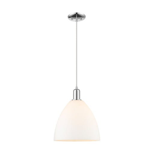 Innovations Bristol 12in 1-Light Mini Pendant | Industrial Polished Chrome and Matte White Glass | Kitchen Island & Dining Room | Model 716-1P-PC-GBD-121