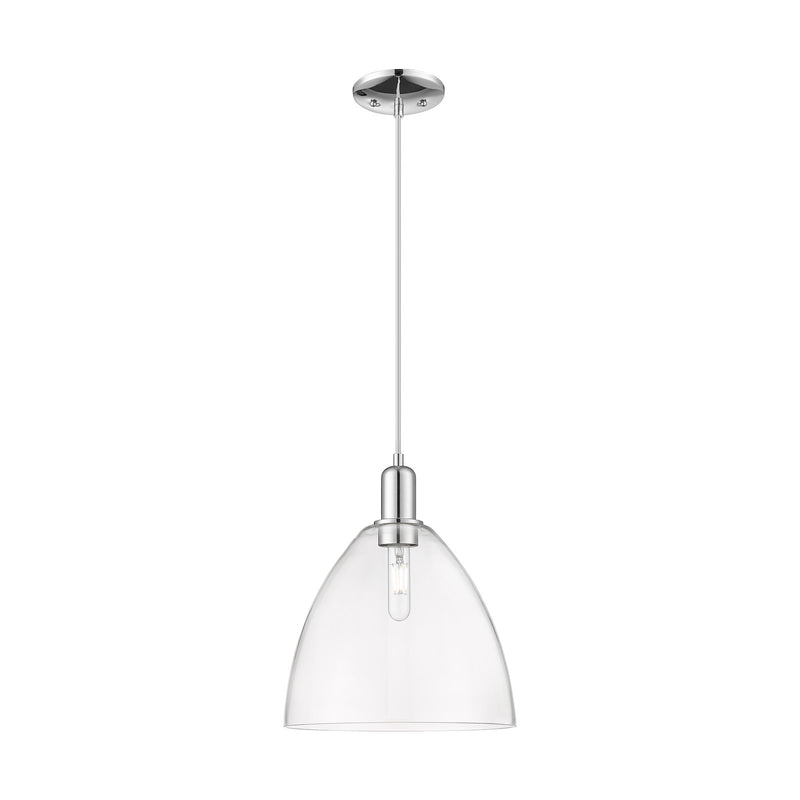 Innovations Bristol 12in 1-Light Mini Pendant | Industrial Polished Chrome and Clear Glass | Kitchen Island & Dining Room | 12 x | Model 716-1P-PC-GBD-122
