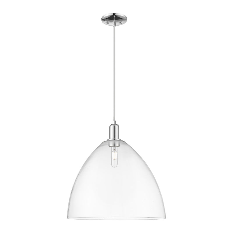 Innovations Bristol 16in 1-Light Mini Pendant | Industrial Polished Chrome Steel and Clear Glass | Kitchen Island & Dining Room | Model 716-1P-PC-GBD-162