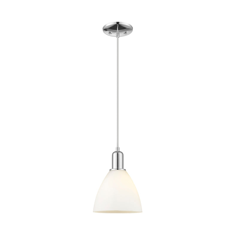 Innovations Bristol 7.5in 1-Light Mini Pendant | Industrial Polished Chrome Steel and Matte White Glass | Kitchen Island & | Model 716-1P-PC-GBD-751